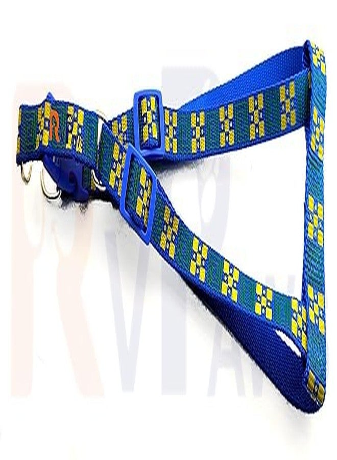 Pups&Pets Nylon 15MM Pet Adjustable Soft Nylon Dog Printed Harness and Leash Set Suitable for Puppies, Cats and Kitten Outdoor Walking - Small (Blue) - Image 2